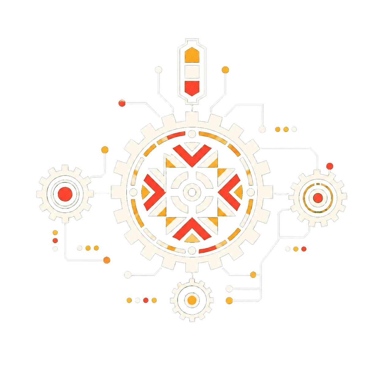 Ganza Lab mechanical gear and digital circuit pattern